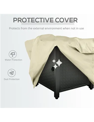 Outsunny Square Propane Gas Fire Pit Table, 40000 BTU Rattan Smokeless Firepit Patio Heater with Protective Cover, Lava Rocks an