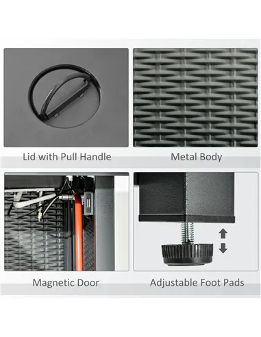 Outsunny Square Propane Gas Fire Pit Table, 40000 BTU Rattan Smokeless Firepit Patio Heater with Protective Cover, Lava Rocks an