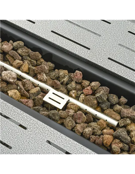 Outsunny Propane Gas Fire Pit Table, 50000BTU Smokeless Firepit Outdoor Patio Heater with Protective Cover, Lava Rocks and Lid, 
