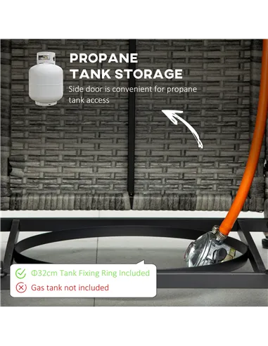 Outsunny Outdoor PE Rattan Gas Fire Pit Table, Patio Square Propane Heater with Rain Cover, Mesh Lid and Lava Stone, 40,000 BTU,