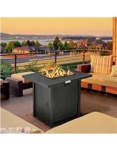 Outsunny Rattan-style Propane Gas Fire Pit Table with 40,000 BTU Burner, Square Smokeless Firepit Patio Heater with Thermocouple 2