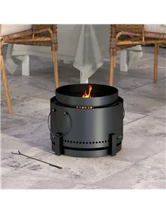 Outsunny Smokeless Fire Pit with Ash Catcher, 37cm Portable Wood Burning Firepit with Poker for Garden Camping Bonfire Party, Me 2