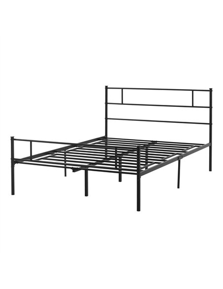 HOMCOM Double Metal Bed Frame Solid Bedstead Base with Headboard and Footboard, Metal Slat Support and Underbed Storage Space, B