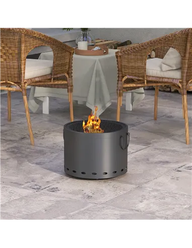 Outsunny Smokeless Fire Pit, 38cm Portable Wood Burning Firepit with Spark Screen and Poker, Low Smoke Camping Bonfire Stove for
