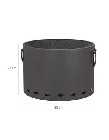 Outsunny Smokeless Fire Pit, 38cm Portable Wood Burning Firepit with Spark Screen and Poker, Low Smoke Camping Bonfire Stove for