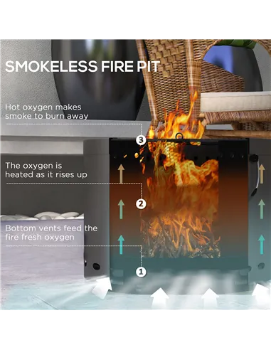 Outsunny Smokeless Fire Pit, 38cm Portable Wood Burning Firepit with Spark Screen and Poker, Low Smoke Camping Bonfire Stove for