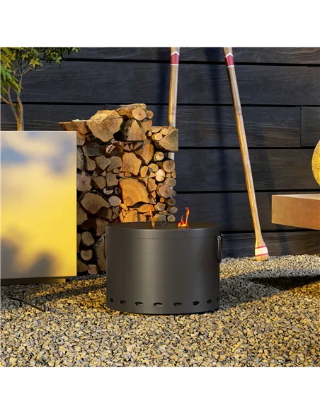 Outsunny Smokeless Fire Pit, 38cm Portable Wood Burning Firepit with Spark Screen and Poker, Low Smoke Camping Bonfire Stove for
