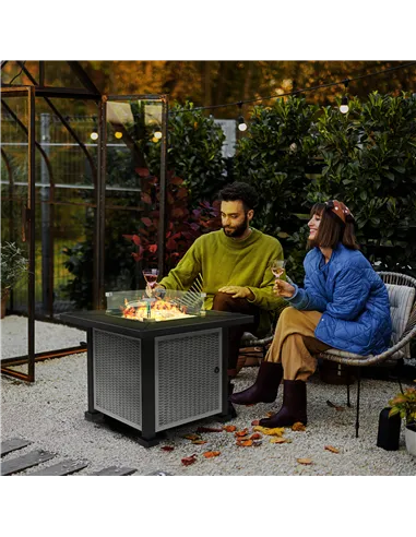 Outsunny 81 x 81cm 50,000 BTU Gas Fire Pit Table - Grey