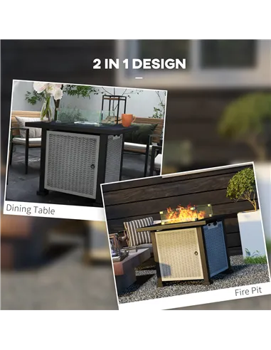 Outsunny 81 x 81cm 50,000 BTU Gas Fire Pit Table - Grey