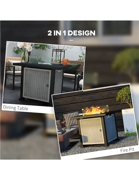 Outsunny 81 x 81cm 50,000 BTU Gas Fire Pit Table - Grey
