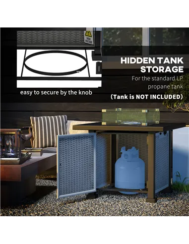 Outsunny 81 x 81cm 50,000 BTU Gas Fire Pit Table - Grey