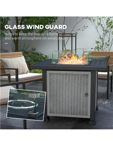 Outsunny 81 x 81cm 50,000 BTU Gas Fire Pit Table - Grey