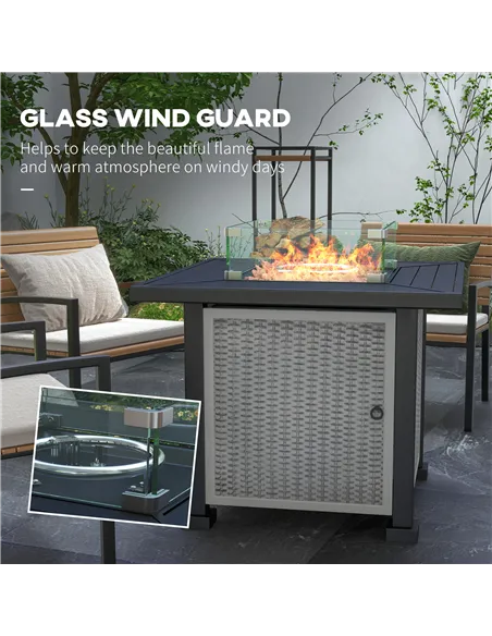 Outsunny 81 x 81cm 50,000 BTU Gas Fire Pit Table - Grey