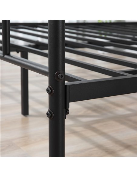 HOMCOM Double Metal Bed Frame Solid Bedstead Base with Headboard and Footboard, Metal Slat Support and Underbed Storage Space, B