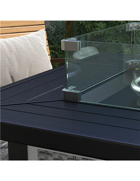 Outsunny 81 x 81cm 50,000 BTU Gas Fire Pit Table - Grey
