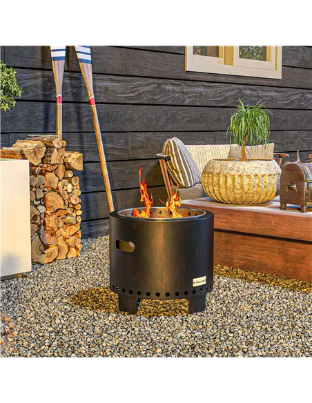 Outsunny Metal Wood-burning Smokeless Fire Pit, Black