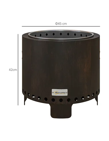 Outsunny Metal Wood-burning Smokeless Fire Pit, Black