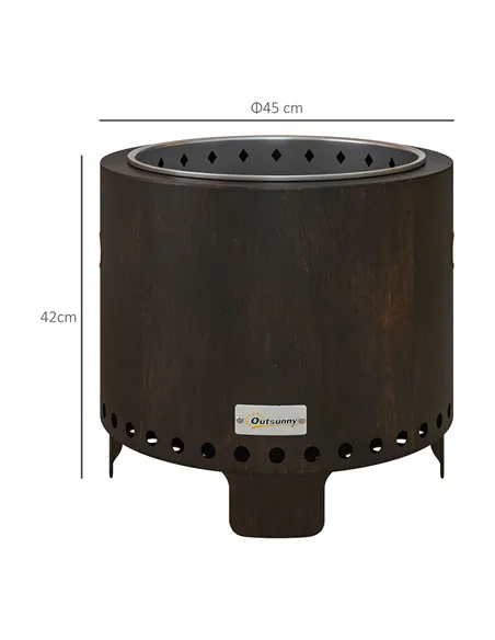 Outsunny Metal Wood-burning Smokeless Fire Pit, Black