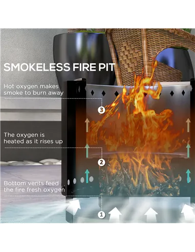 Outsunny Metal Wood-burning Smokeless Fire Pit, Black