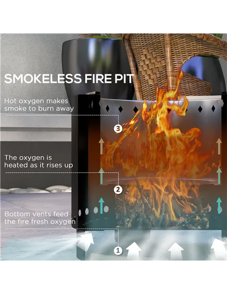 Outsunny Metal Wood-burning Smokeless Fire Pit, Black