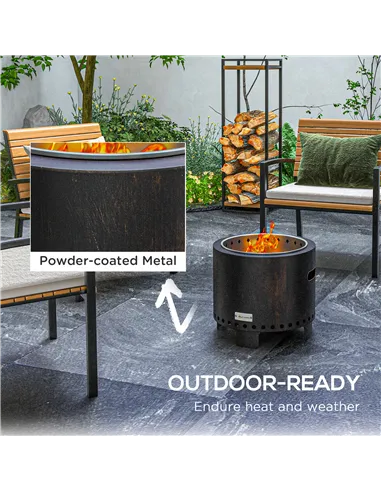 Outsunny Metal Wood-burning Smokeless Fire Pit, Black