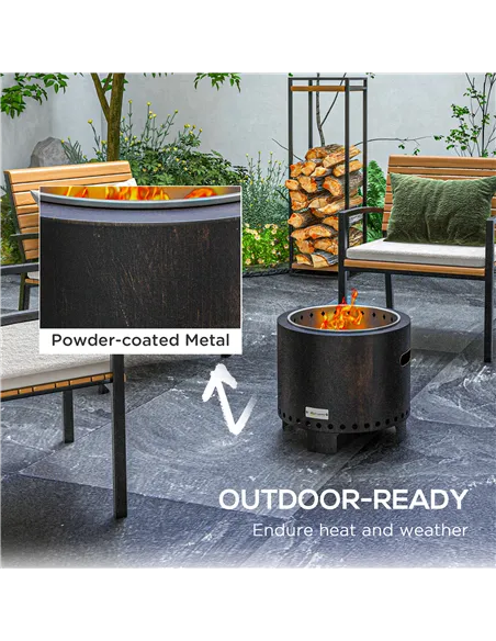 Outsunny Metal Wood-burning Smokeless Fire Pit, Black