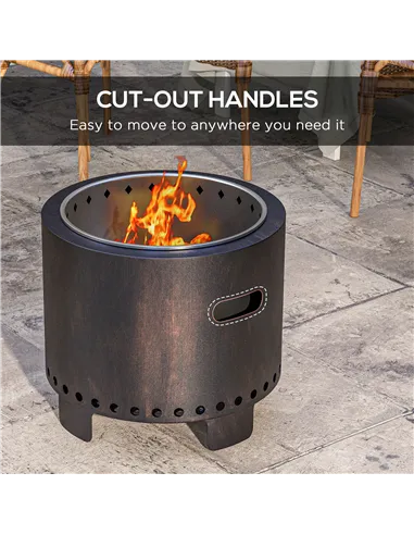 Outsunny Metal Wood-burning Smokeless Fire Pit, Black