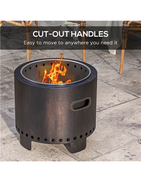 Outsunny Metal Wood-burning Smokeless Fire Pit, Black