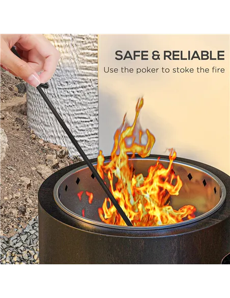 Outsunny Metal Wood-burning Smokeless Fire Pit, Black