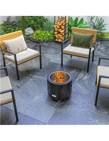 Outsunny Metal Wood-burning Smokeless Fire Pit, Black