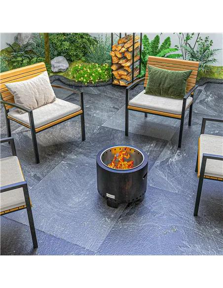 Outsunny Metal Wood-burning Smokeless Fire Pit, Black