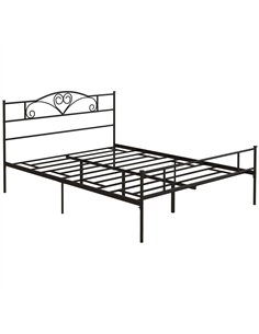 HOMCOM King Size Bed Frame, 5ft4 Metal Bed Base with Headboard and Footboard, 31cm Underneath Storage Space for Bedroom