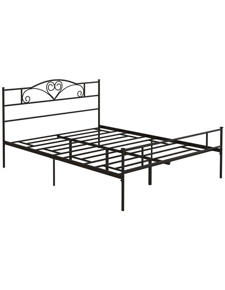 HOMCOM King Size Bed Frame, 5ft4 Metal Bed Base with Headboard and Footboard, 31cm Underneath Storage Space for Bedroom