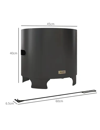 Outsunny Smokeless Fire Pit, 45cm Portable Wood Burning Firepit, Round Metal Bonfire Stove with Poker for Garden, Camping, Black
