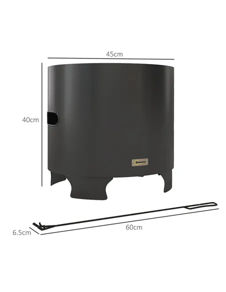 Outsunny Smokeless Fire Pit, 45cm Portable Wood Burning Firepit, Round Metal Bonfire Stove with Poker for Garden, Camping, Black