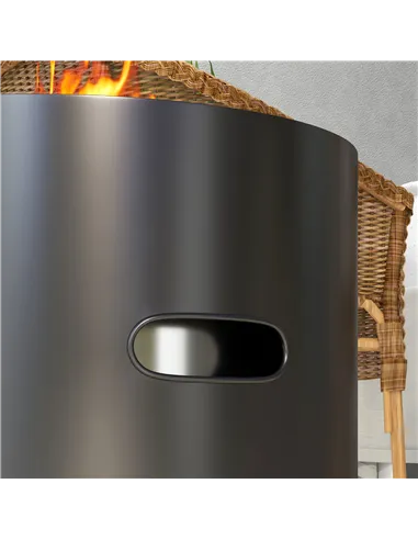 Outsunny Smokeless Fire Pit, 45cm Portable Wood Burning Firepit, Round Metal Bonfire Stove with Poker for Garden, Camping, Black