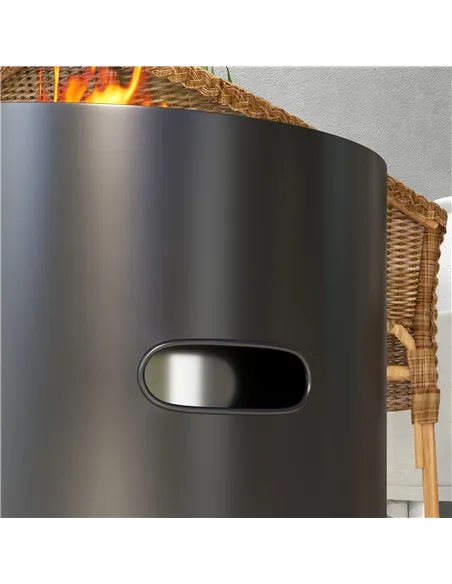 Outsunny Smokeless Fire Pit, 45cm Portable Wood Burning Firepit, Round Metal Bonfire Stove with Poker for Garden, Camping, Black