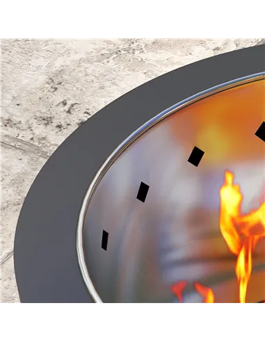 Outsunny Smokeless Fire Pit, 45cm Portable Wood Burning Firepit, Round Metal Bonfire Stove with Poker for Garden, Camping, Black