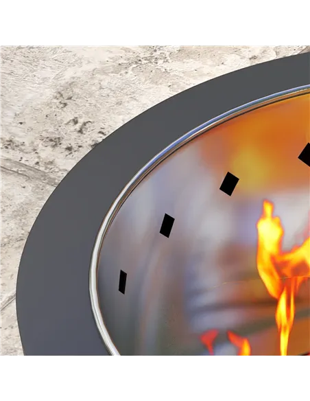 Outsunny Smokeless Fire Pit, 45cm Portable Wood Burning Firepit, Round Metal Bonfire Stove with Poker for Garden, Camping, Black