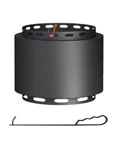 Outsunny Smokeless Fire Pit, 48.5cm Portable Wood Burning Firepit with Poker for Garden Camping Bonfire Party, Metal, Black
