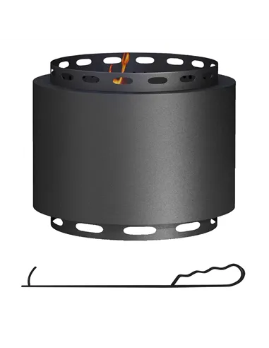 Outsunny Smokeless Fire Pit, 48.5cm Portable Wood Burning Firepit with Poker for Garden Camping Bonfire Party, Metal, Black