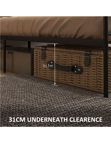 HOMCOM King Size Bed Frame, 5ft4 Metal Bed Base with Headboard and Footboard, 31cm Underneath Storage Space for Bedroom