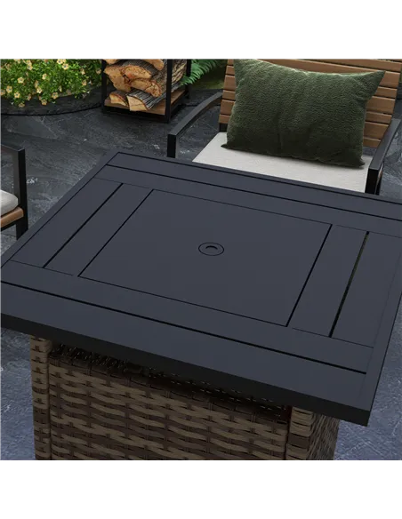 Outsunny 72.5 x 72.5cm 50,000 BTU Fire Pit Table, with Cover - Brown