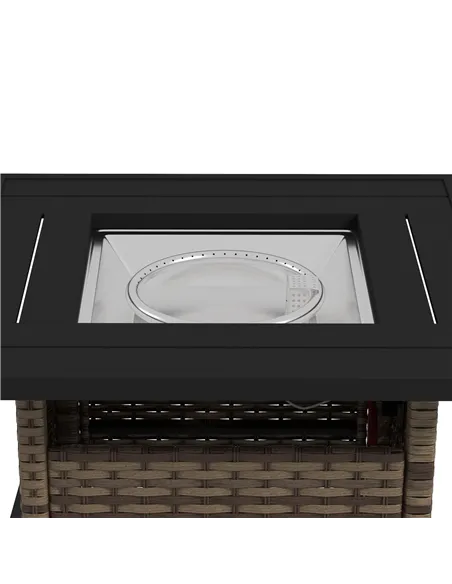 Outsunny 72.5 x 72.5cm 50,000 BTU Fire Pit Table, with Cover - Brown