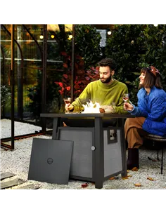 Outsunny 71 x 71cm 50,000 BTU Gas Fire Pit Table with Cover - Grey 2