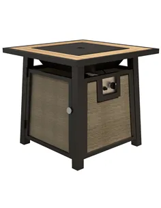 Outsunny 50,000 BTU Gas Fire Pit Table with Cover and Glass Beads, Brown