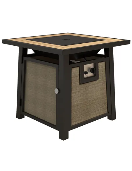 Outsunny 50,000 BTU Gas Fire Pit Table with Cover and Glass Beads, Brown