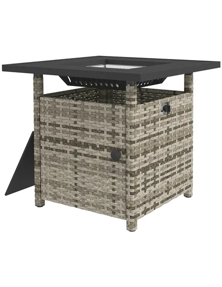 Outsunny 72.5 x 72.5cm 50,000 BTU Fire Pit Table, with Cover - Grey