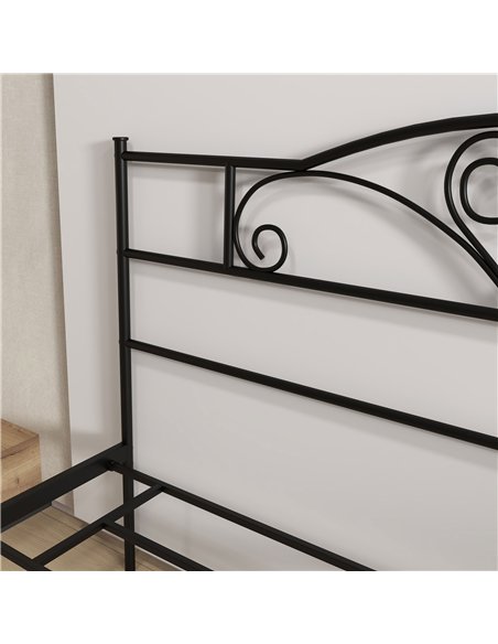 HOMCOM King Size Bed Frame, 5ft4 Metal Bed Base with Headboard and Footboard, 31cm Underneath Storage Space for Bedroom