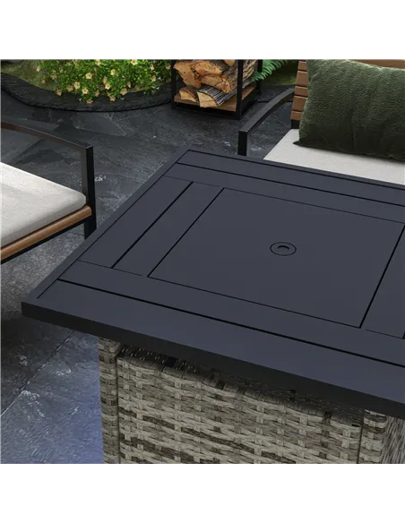 Outsunny 72.5 x 72.5cm 50,000 BTU Fire Pit Table, with Cover - Grey
